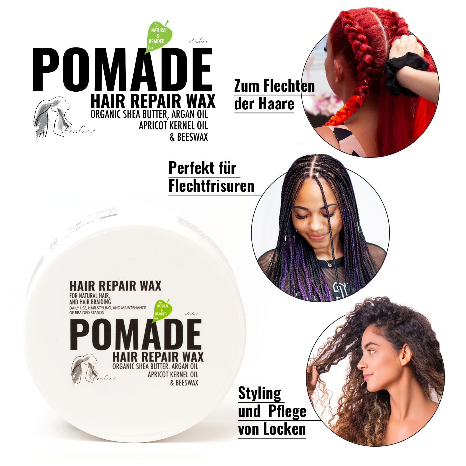 Pomade für Flechtfrisuren und lockiges Haar