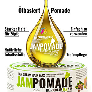 AFROline JAMPomade
MIT SHEABUTTER, ARGANÖL, PFIRSICHKERNÖL, BIENENWACHS